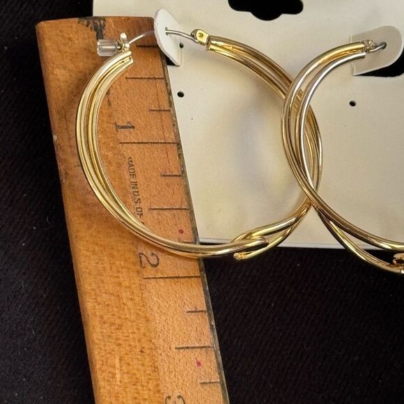 Laundry By Shelli Segal Gold Hoop Earrings 1.75 Inch - Picture 7 of 8
